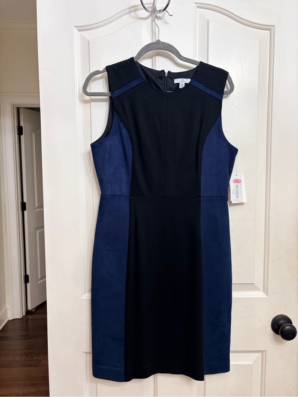 H by Halston Black & Navy Sleeveless Sheath Midi Dress